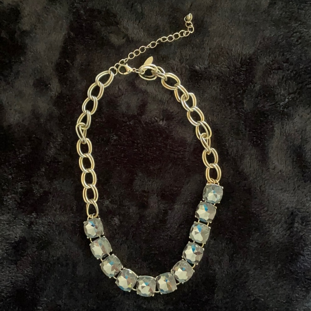 Smoky grey crystal and gold necklace